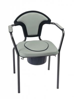 Open toilet chair, in kit form, with lid, vinyl gray