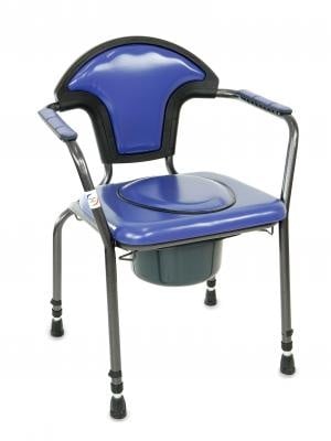Chaise de toilette réglable en hauteur, vinyle bleu