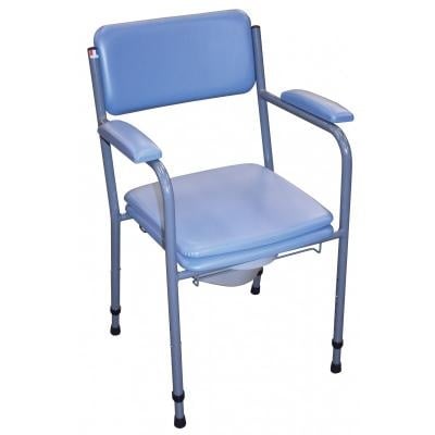 GR101 toilet chair, height adjustable, fixed comfort armrests, grey/blue