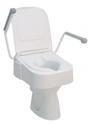 Toilet seat raiser with armrests and lid