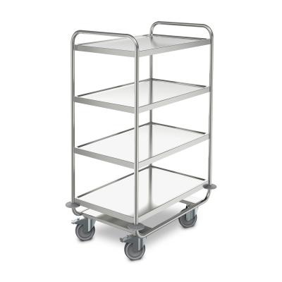 Stainless steel trolley, with 4 shelves