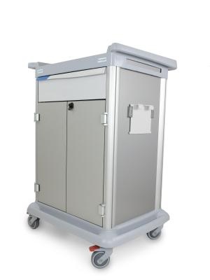 Chariot Essential 10, avec 2 portes et 1 tiroir, gris, hauteur 110 cm, sans pince d'arrimage