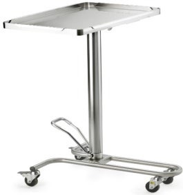 Mayo Op Line stainless steel instrument table, with wheels