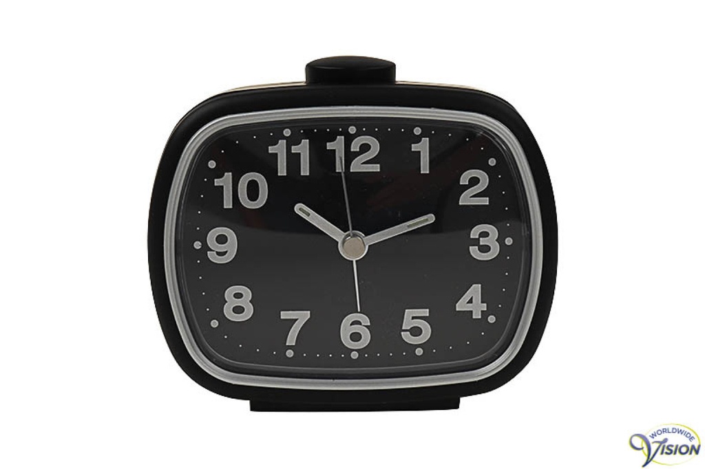 Alarmklok quartz zwart - zwarte plaat