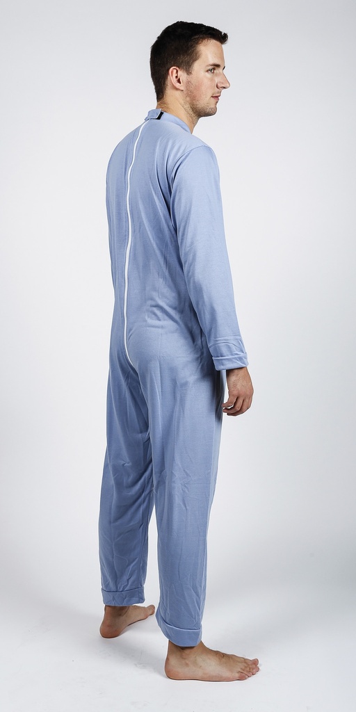 Pyjama d'allaitement à glissière dorsale en acier bleu