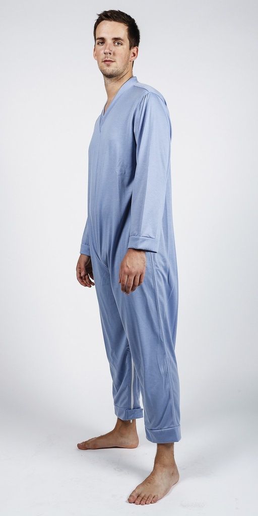 Pyjama d'allaitement à jambe zippée - bleu acier