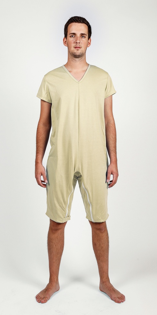 Kurzärmeliger Body mit Shorts – Reißverschluss hinten und zwischen den Knien