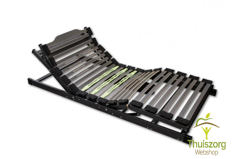 Slatted base, head and foot end manually adjustable