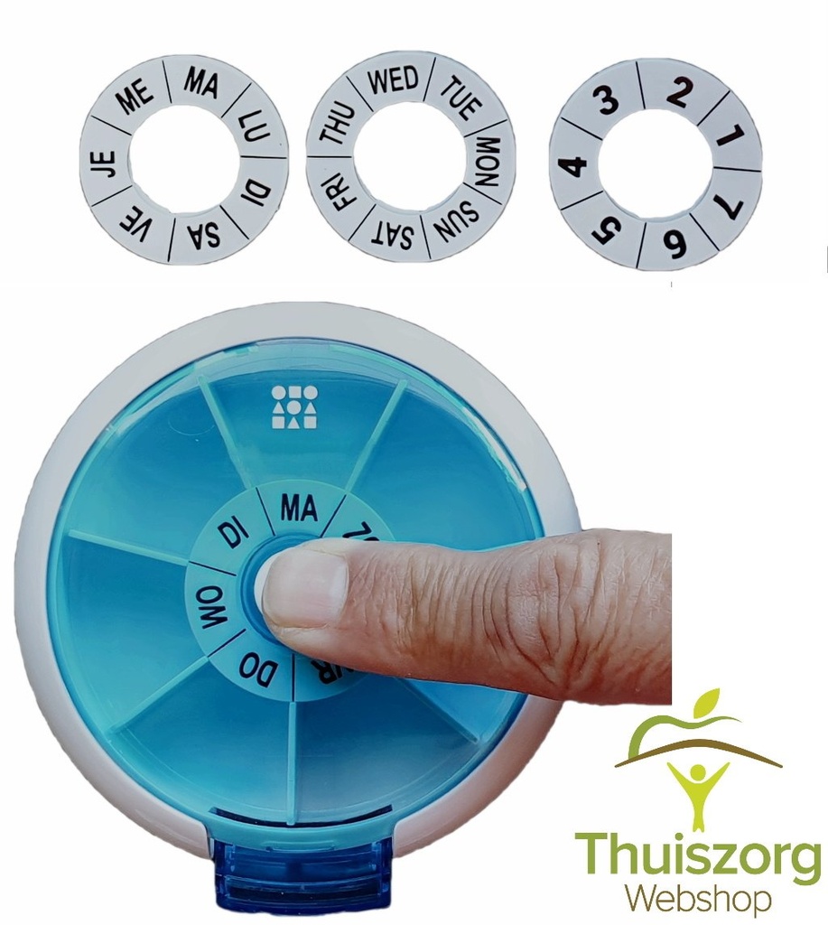 Boîte à médicaments ronde avec bouton poussoir pratique - disponible en 2 tailles