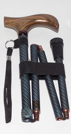 Bâton de marche Pluviose pliable avec manche en bois - différentes couleurs disponibles