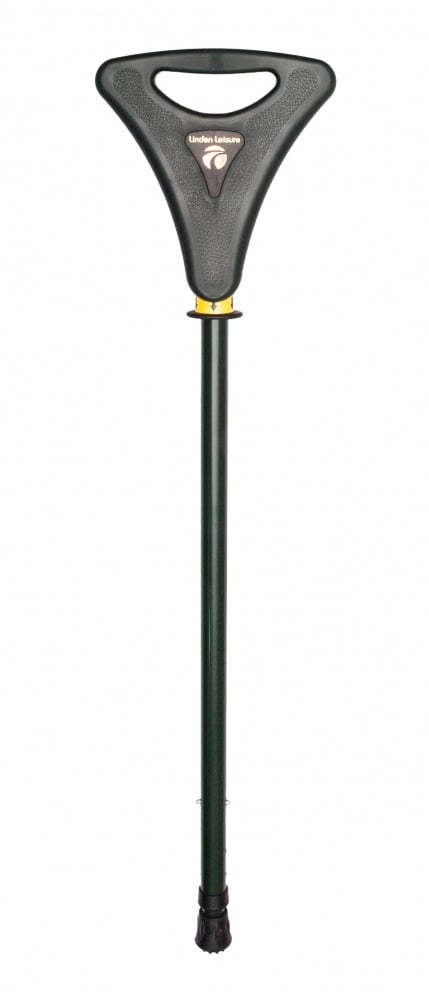 Fixed height walking stick with folding seat 