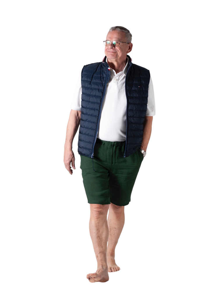 Short met elastiek - groen linnen