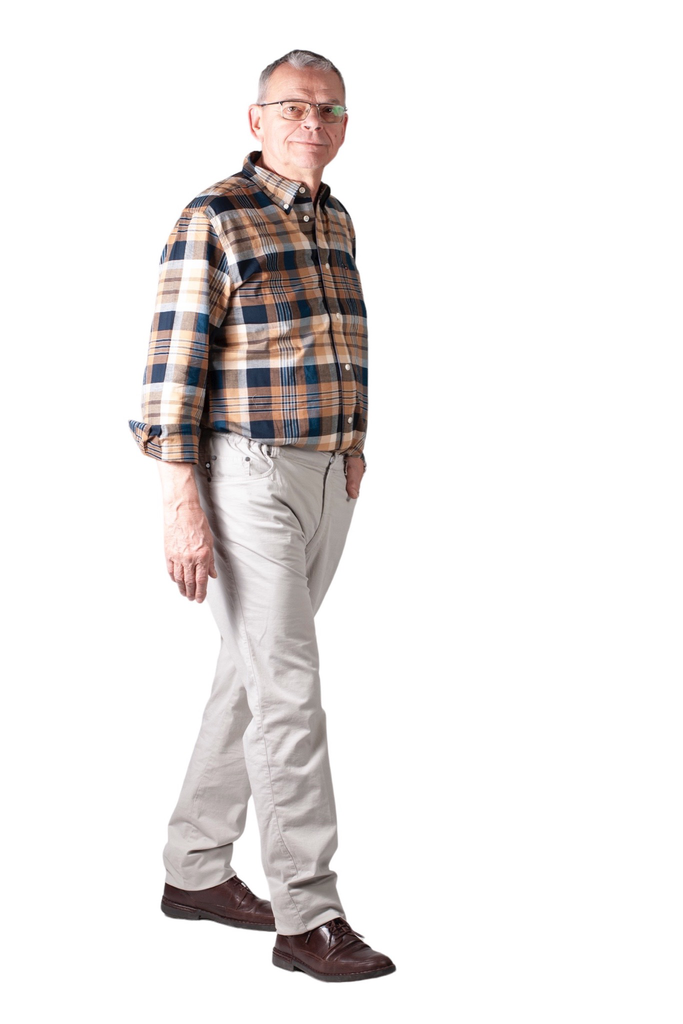 5 pocket broek met elastiek - zandkleur katoen