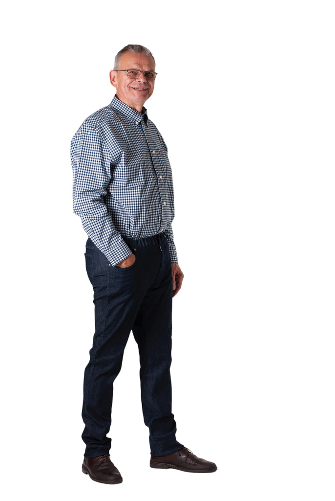 5 pocket pants with elastic - dark jeans