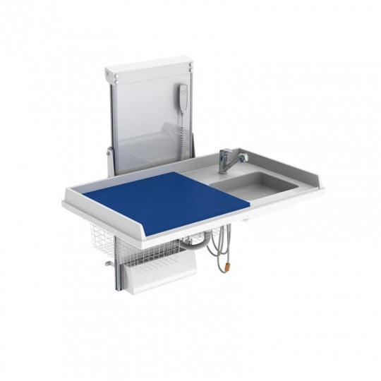 Table à langer murale à hauteur réglable électriquement avec évier