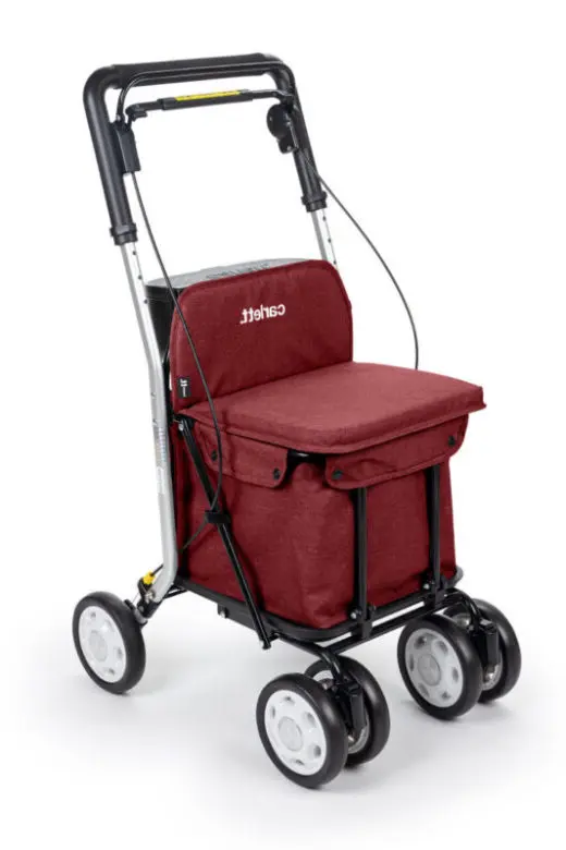 Déambulateur de courses Carlett – Modèle étroit, pliable, avec grand sac et siège