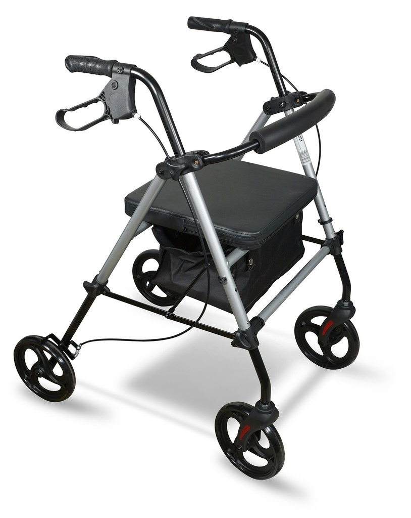 Lightweight four-wheeled rollator
