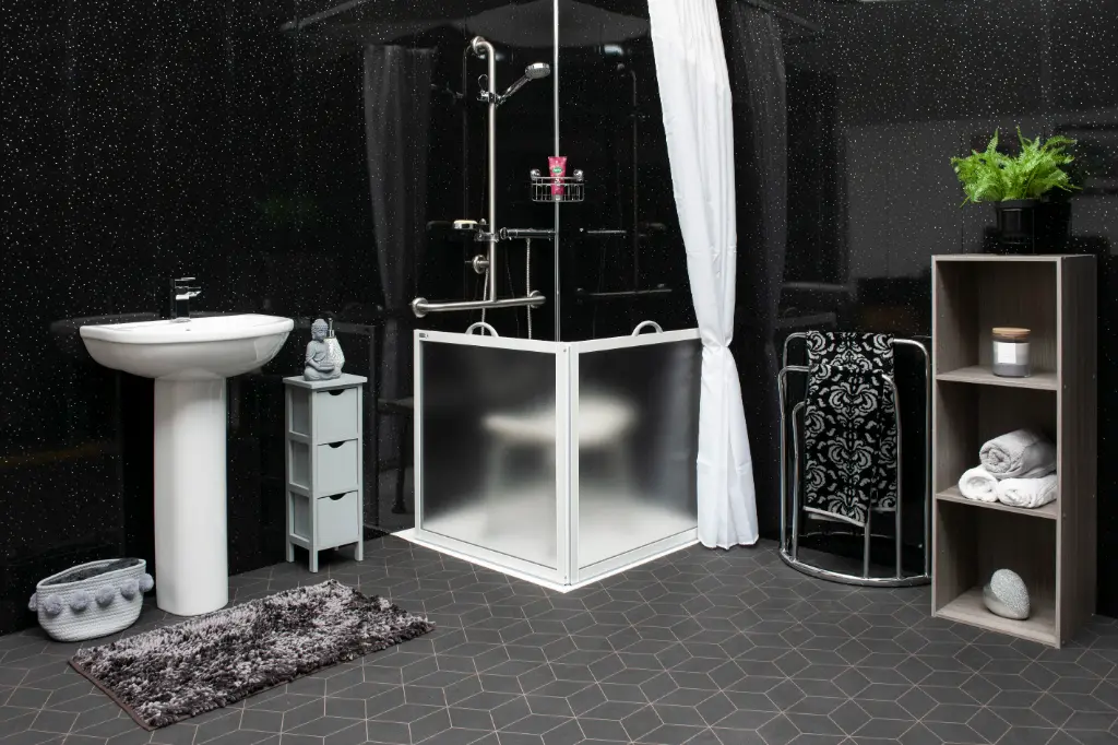 Essentiel freestanding shower screen - 2 parts - 80 cm high - white/frost