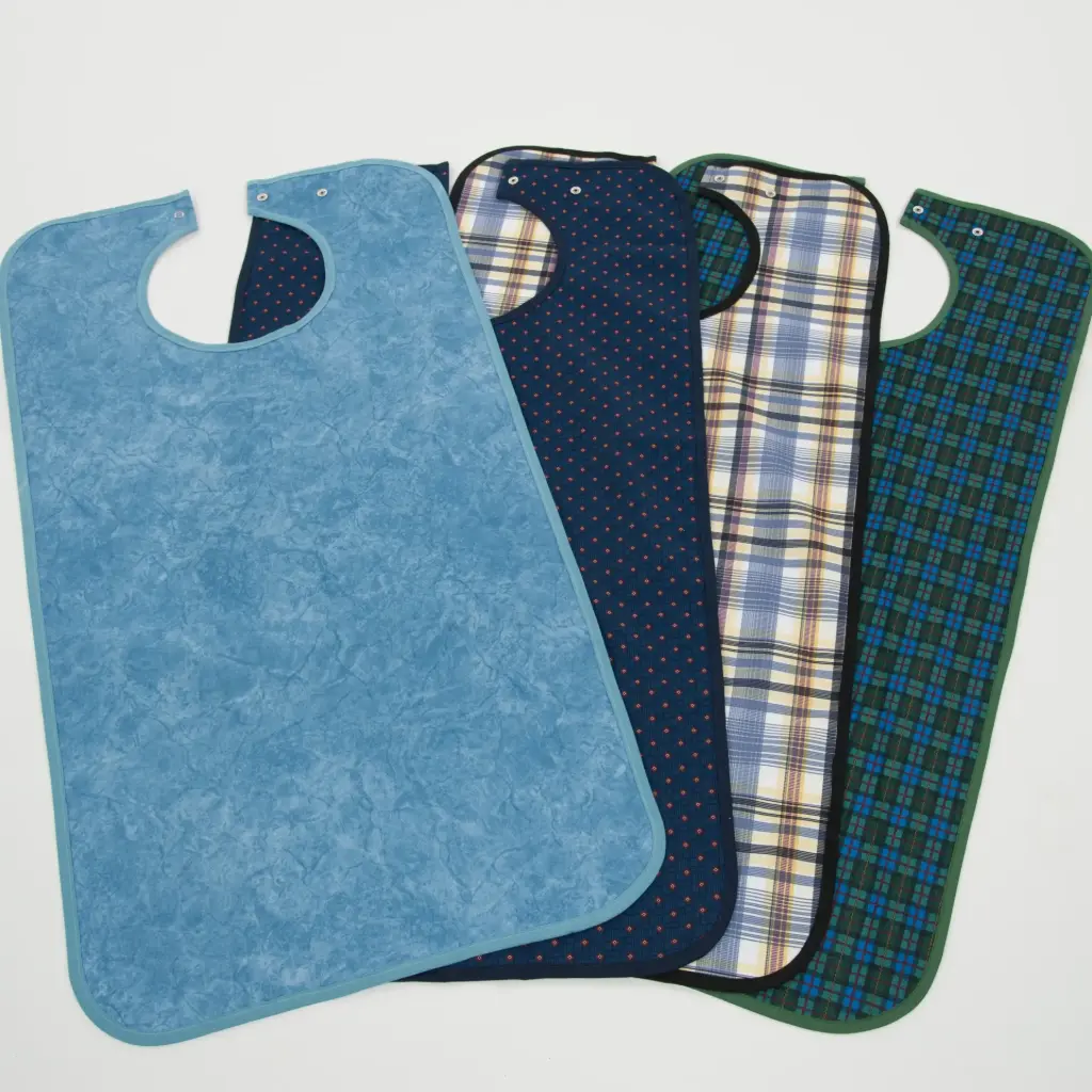 Washable bib with snap closure
