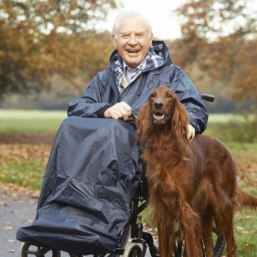 Full rain poncho with sleeves for wheelchair use
