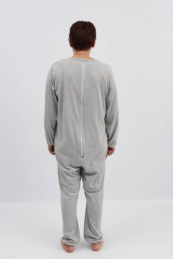Gray pajamas with zipper on the back