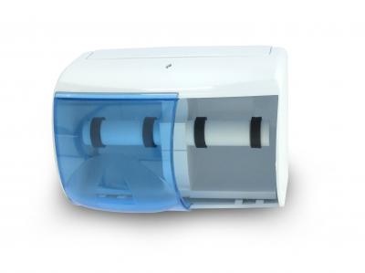 Dubbele horizontale plastic verdeler voor toiletpapier.