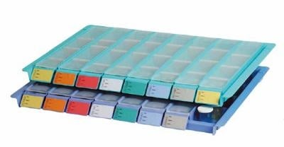 Tray with 8 day dispenser