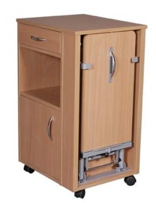 Table de chevet sur roulettes, tablette réglable en hauteur