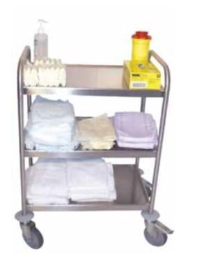 Stainless steel trolley, 3 shelves, 60 x 40 cm