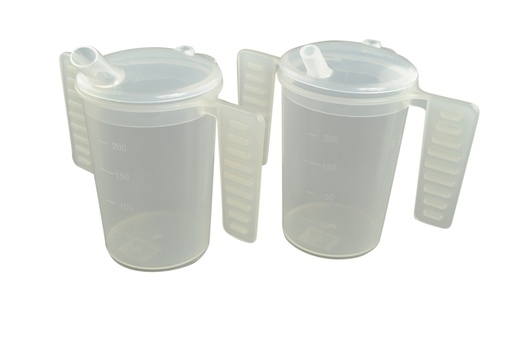 Gobelet à anses plates et couvercle à deux becs