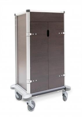 Atlas 520 linen trolley for clean laundry, with doors, Wenge Oak