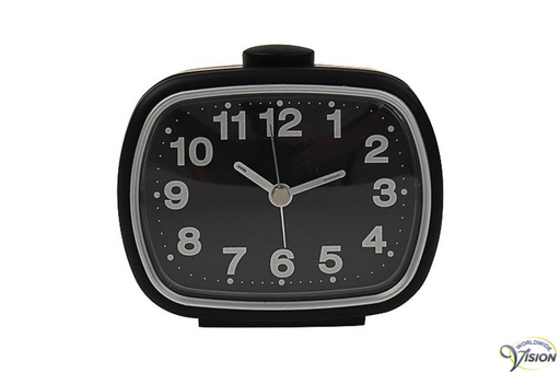 Alarm clock quartz black - black dial
